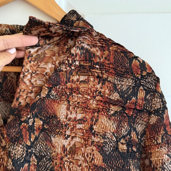 Vintage Alberto Makali Women's Snake Print Textured Top Shirt Blouse M - Picture 2 of 6